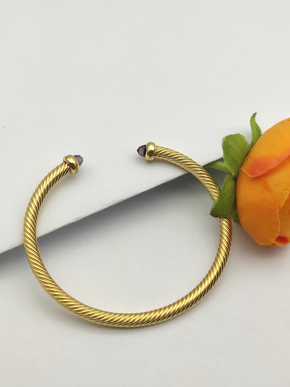 David Yurman Gold Tone Gemstone Cuff Bracelet